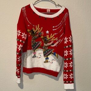 Holiday Time Red Reindeer Sweater